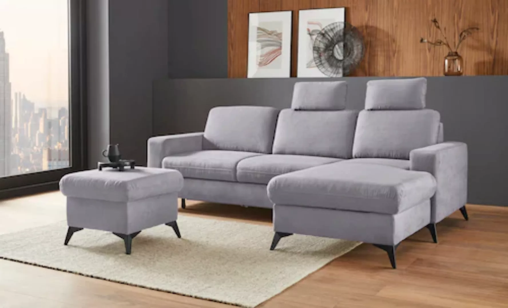 Places of Style Ecksofa »Lolland L-Form«, Wahlweise mit Bettfunktion und Be günstig online kaufen