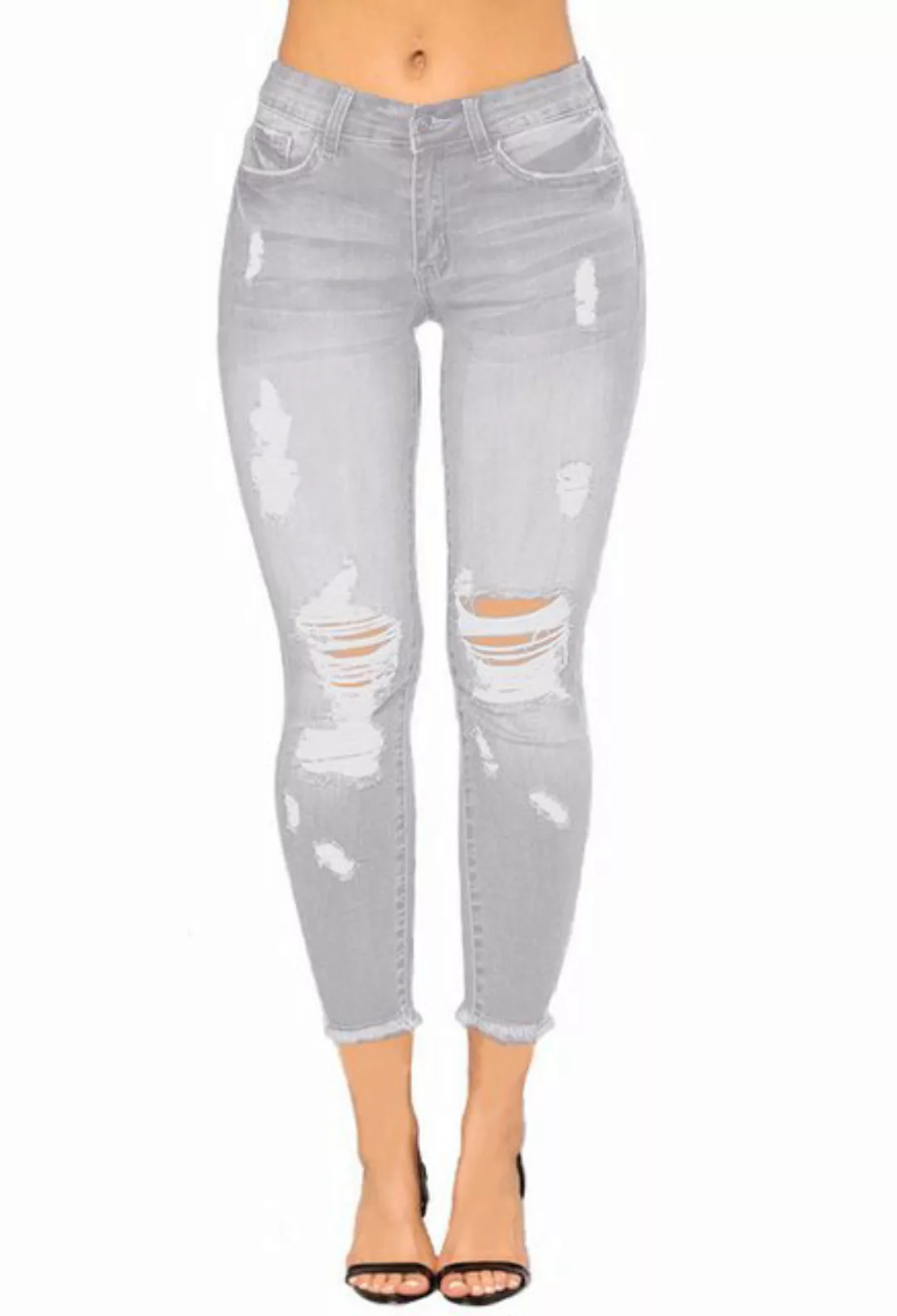 CHENIN Caprijeans Zerrissene jeans, röhrenhose mit weitem bein Capri-jeans günstig online kaufen