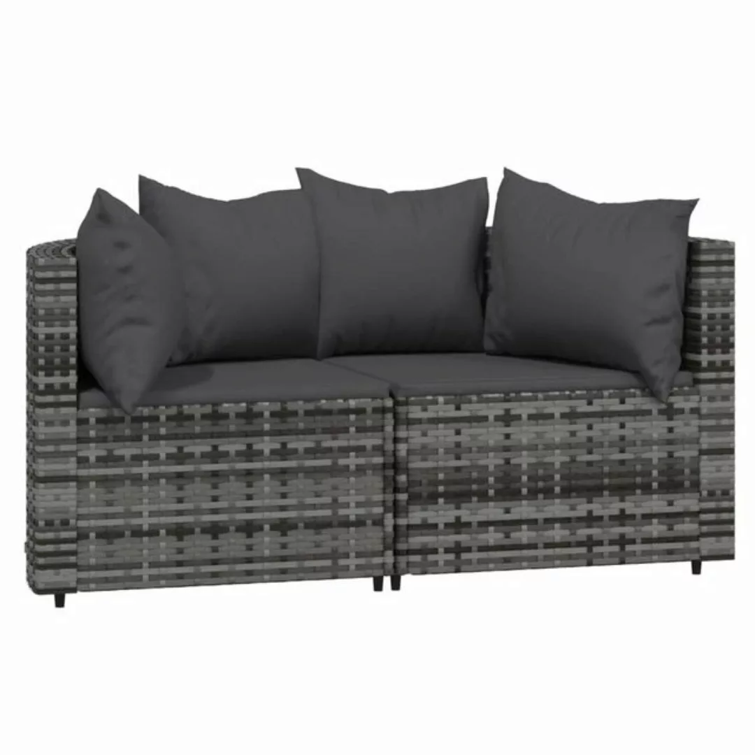 vidaXL Loungesofa Garten-Ecksofas mit Kissen 2 Stk. Grau Poly Rattan, 1 Tei günstig online kaufen