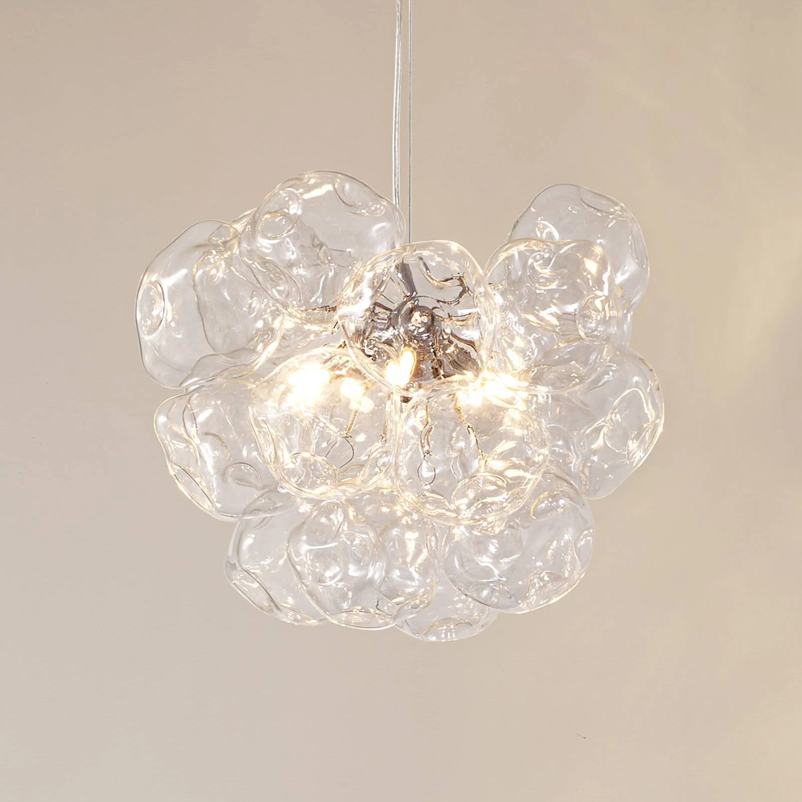 Lucande Hängeleuchte Diborah, klar, Ø 43 cm, Glas, G9 günstig online kaufen