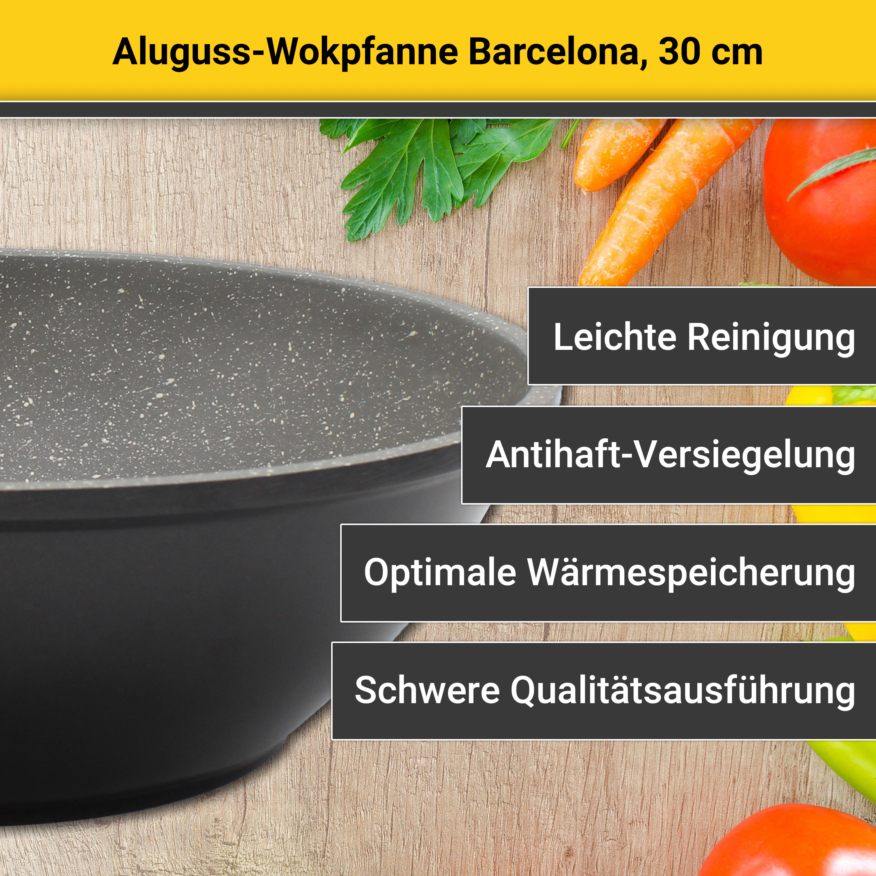 Krüger Wok »Aluguss Wokpfanne Barcelona, 30 cm«, Aluminiumguss, (1 tlg.), f günstig online kaufen