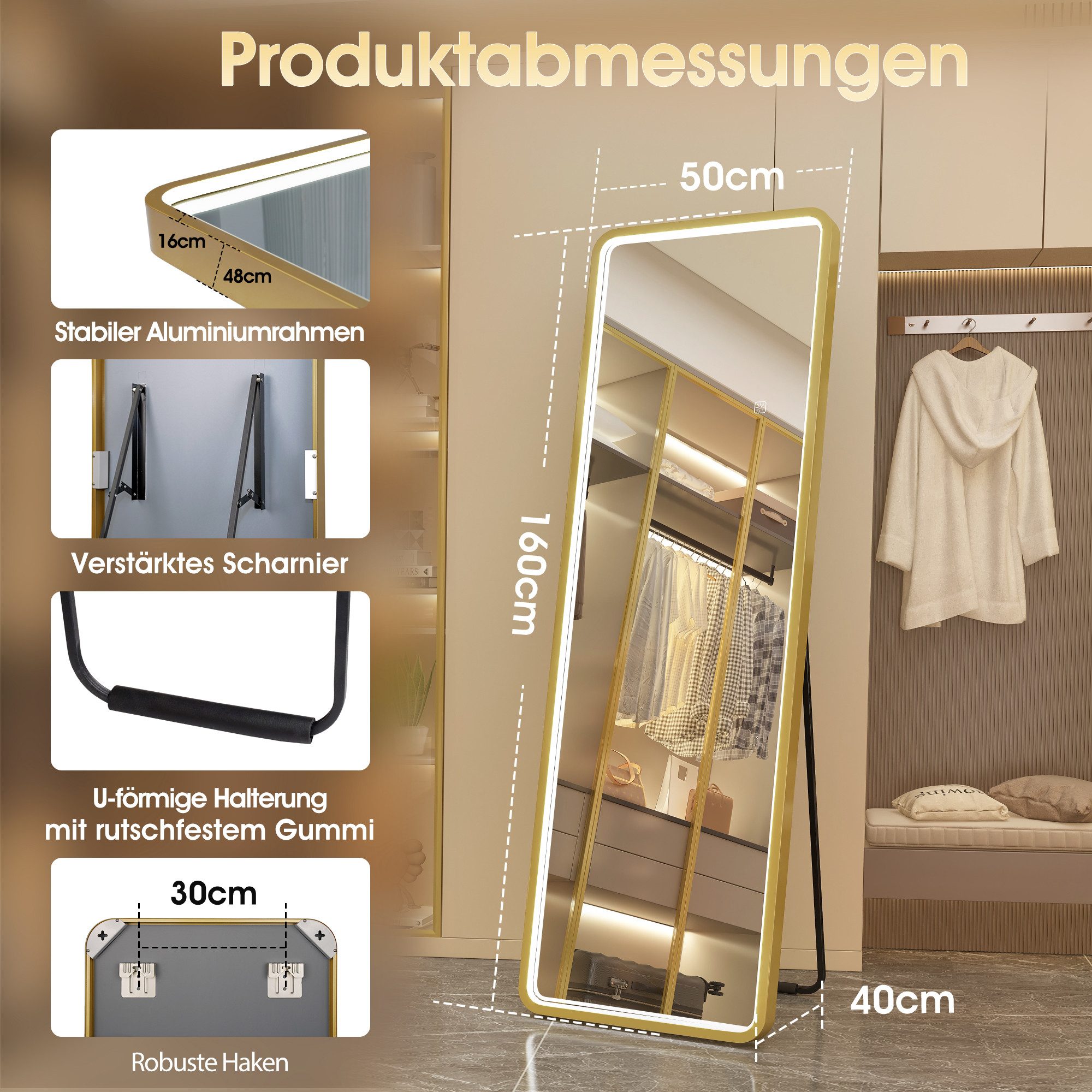 STARLEAD Ganzkörperspiegel Wandspiegel mit LED Beleuchtung günstig online kaufen