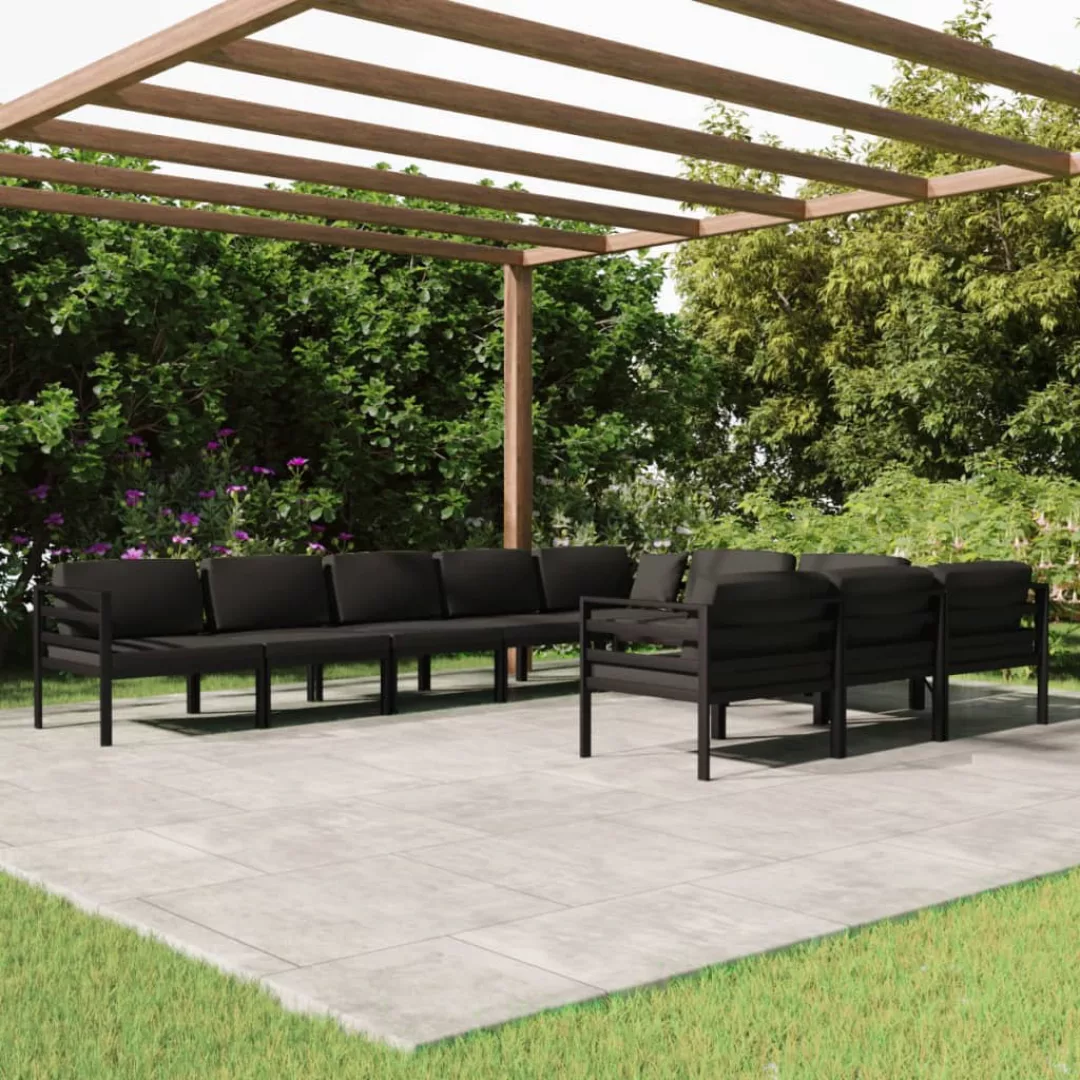 Vidaxl 10-tlg. Garten-lounge-set Mit Kissen Aluminium Anthrazit günstig online kaufen