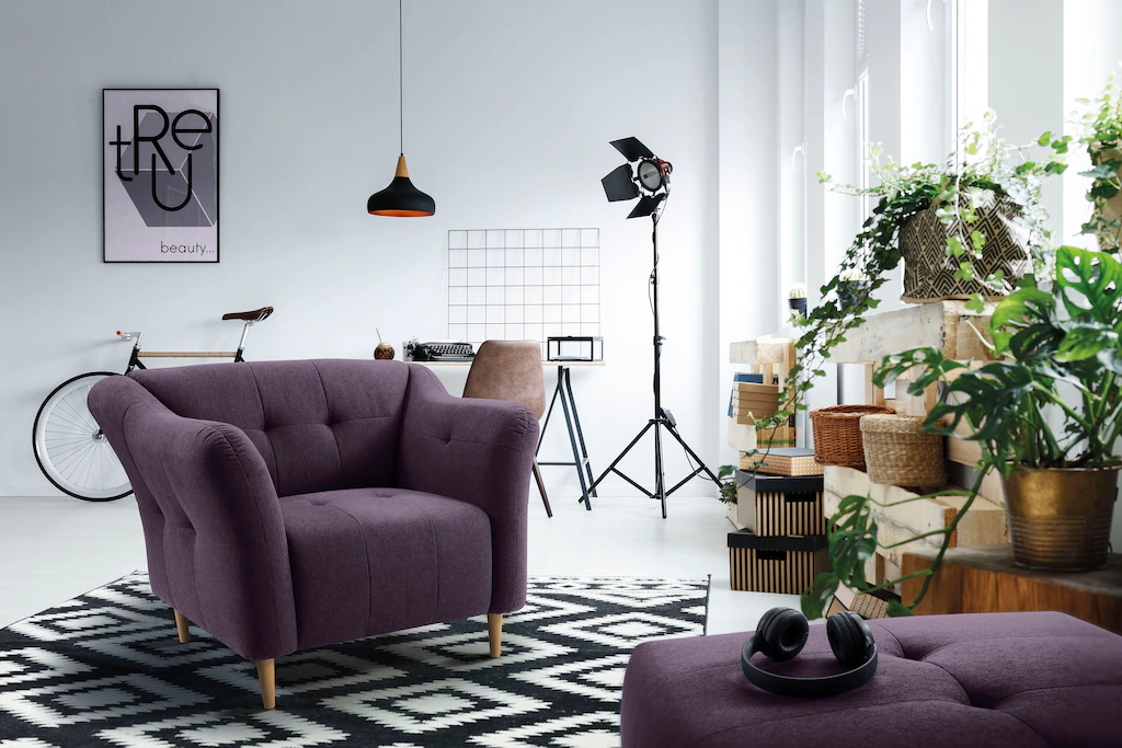 exxpo - sofa fashion Sessel »Soraya«, mit Holzfüßen, frei im Raum stellbar günstig online kaufen
