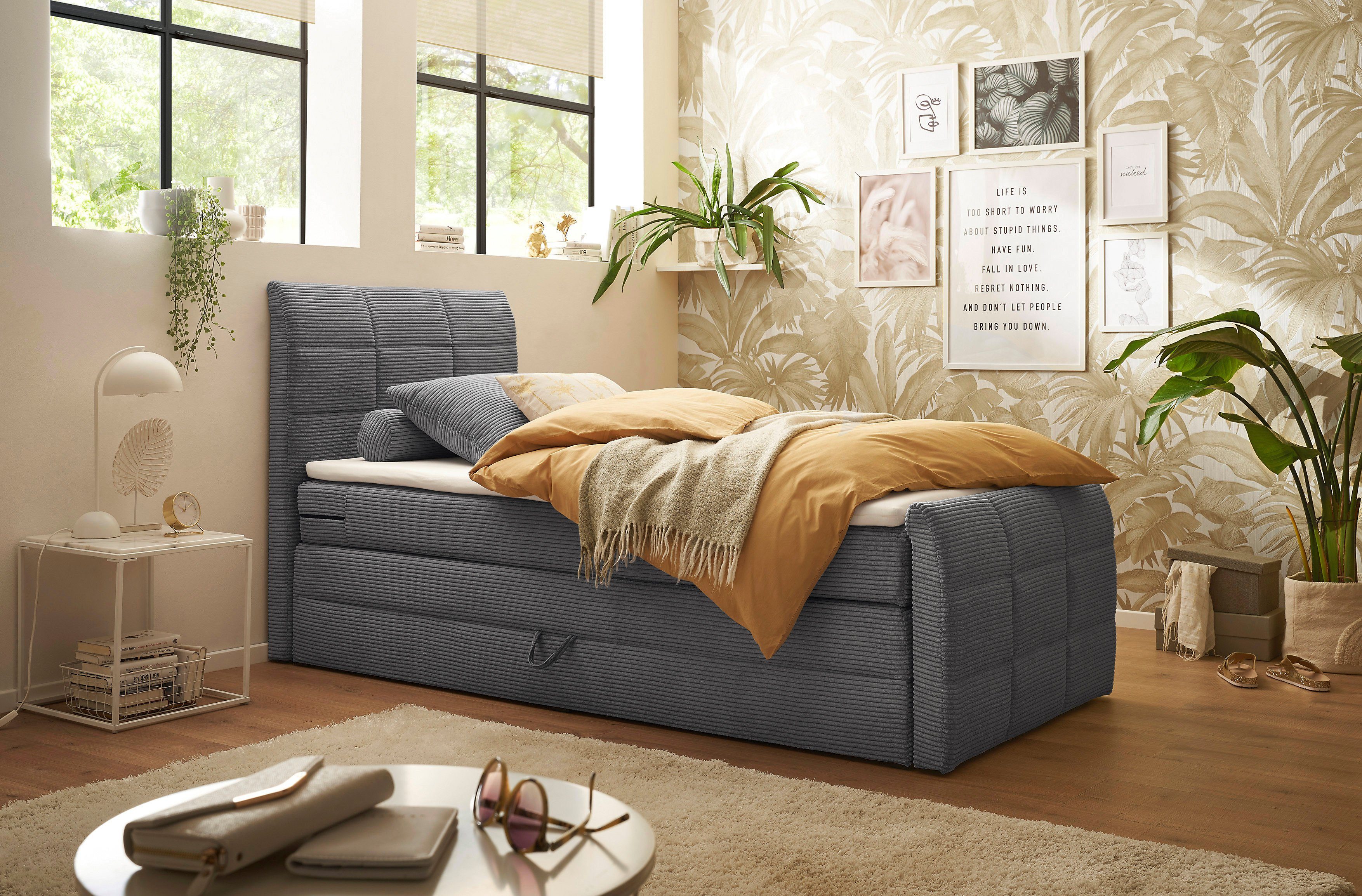 ED EXCITING DESIGN Boxspringbett "Bolivia", harte Seite mit Kokosmatte, wei günstig online kaufen