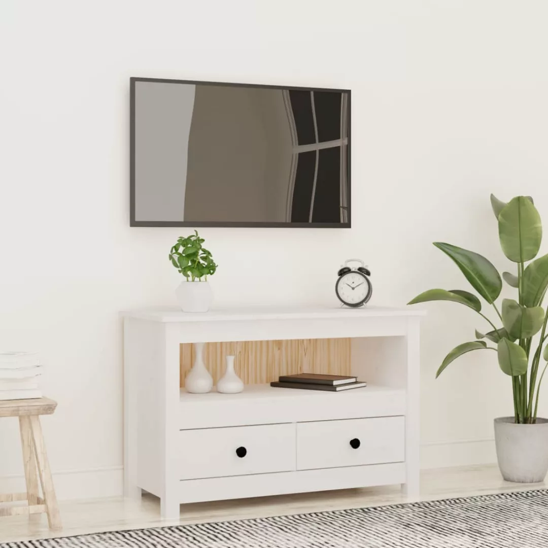 vidaXL TV-Schrank TV-Schrank Weiß 79x35x52 cm Massivholz Kiefer günstig online kaufen