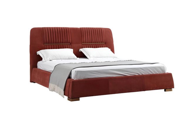 Xlmoebel Bett Rotes Doppelbett mit stilvollem Design aus Holz und Textil fü günstig online kaufen