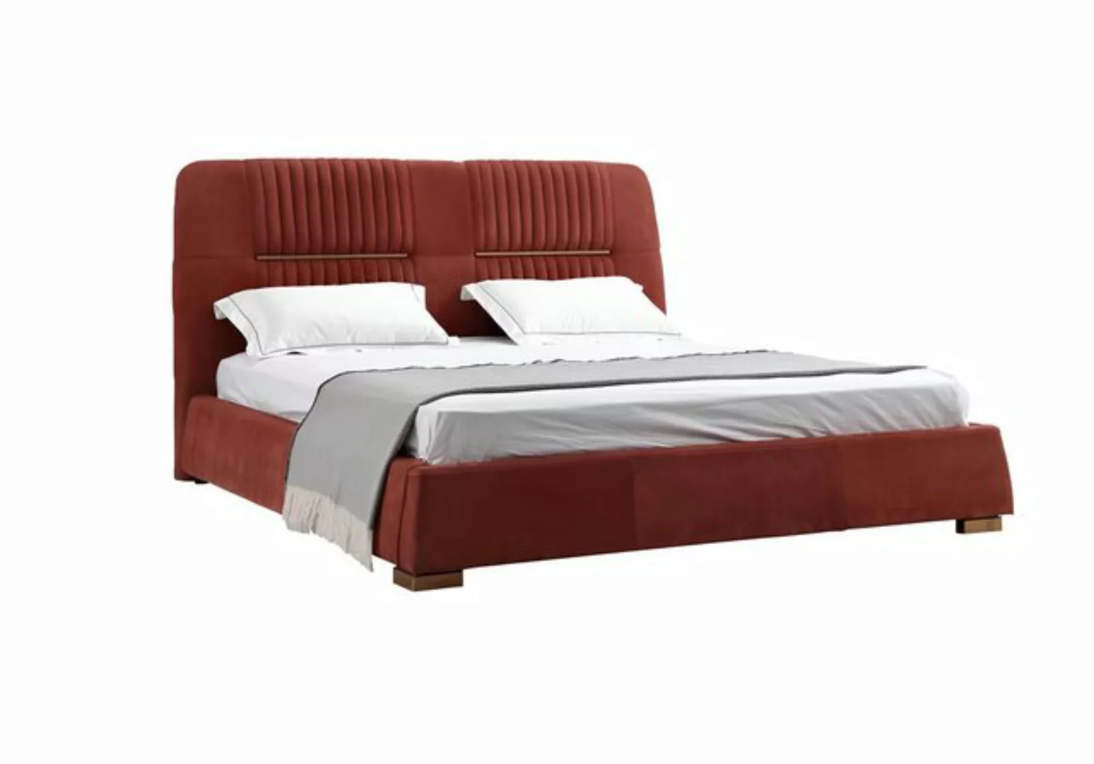 Xlmoebel Bett Rotes Doppelbett mit stilvollem Design aus Holz und Textil fü günstig online kaufen