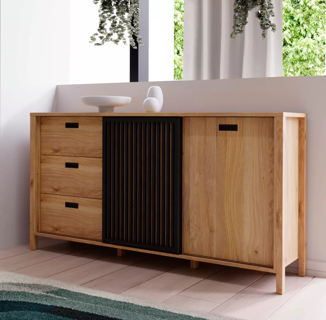 FORTE Sideboard "Jytana", Breite 174,8 cm, Tür mit Lamellenoptik, Mauvella günstig online kaufen