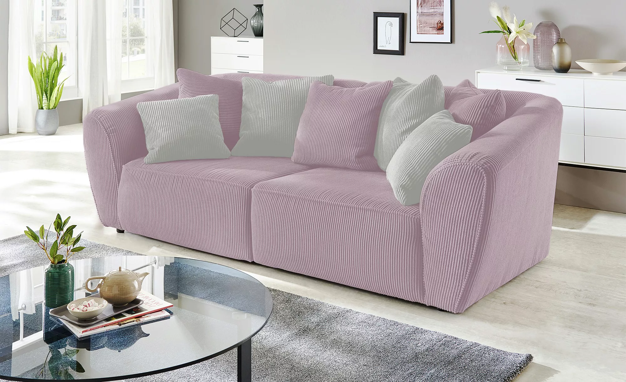 smart Big Sofa altrosa - Cordstoff Savita ¦ rosa/pink ¦ Maße (cm): B: 250 H günstig online kaufen