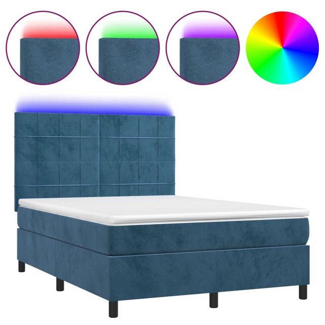 vidaXL Boxspringbett Boxspringbett mit Matratze & LED Samt (140 x 190 cm, B günstig online kaufen