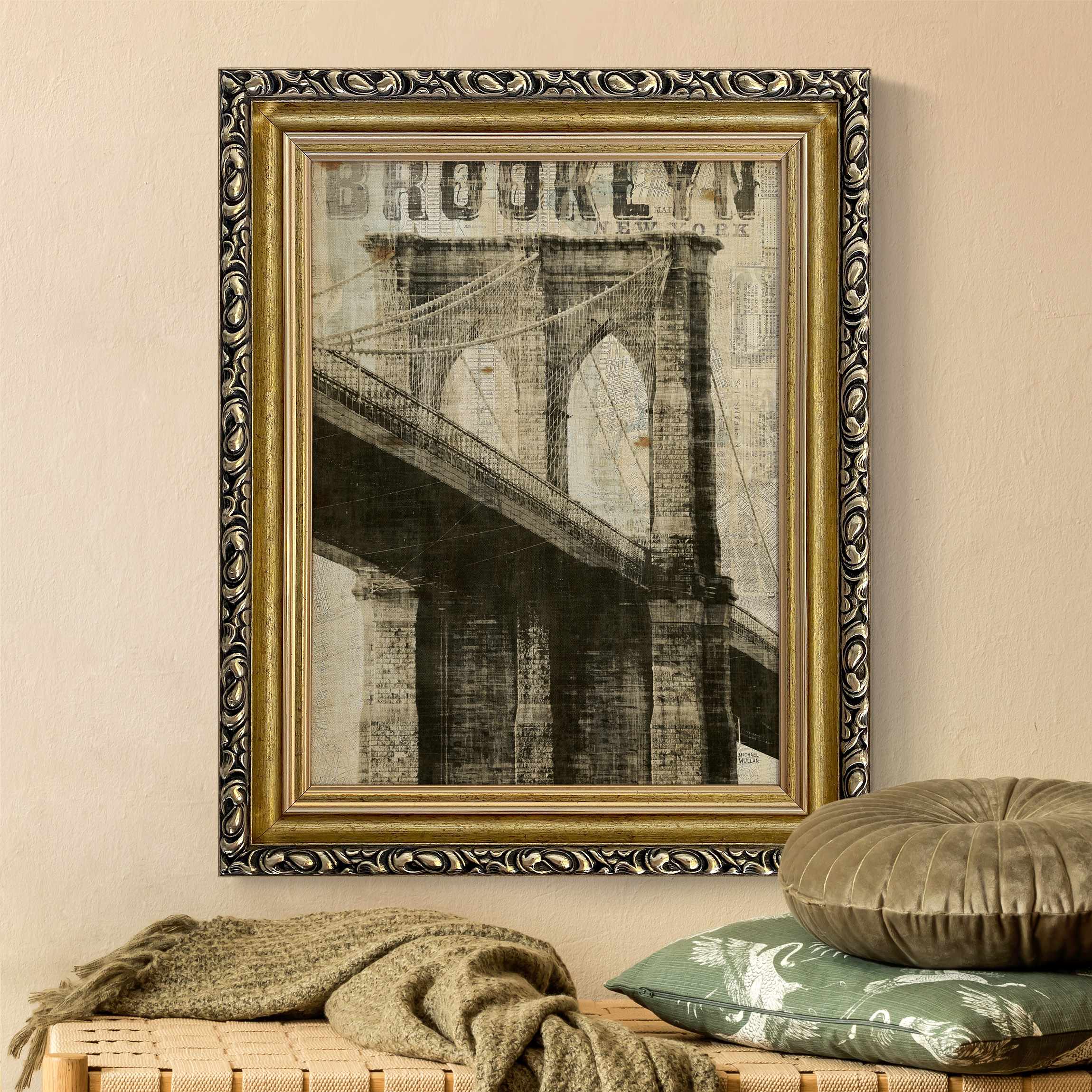 Gerahmtes Leinwandbild Vintage NY Brooklyn Bridge günstig online kaufen