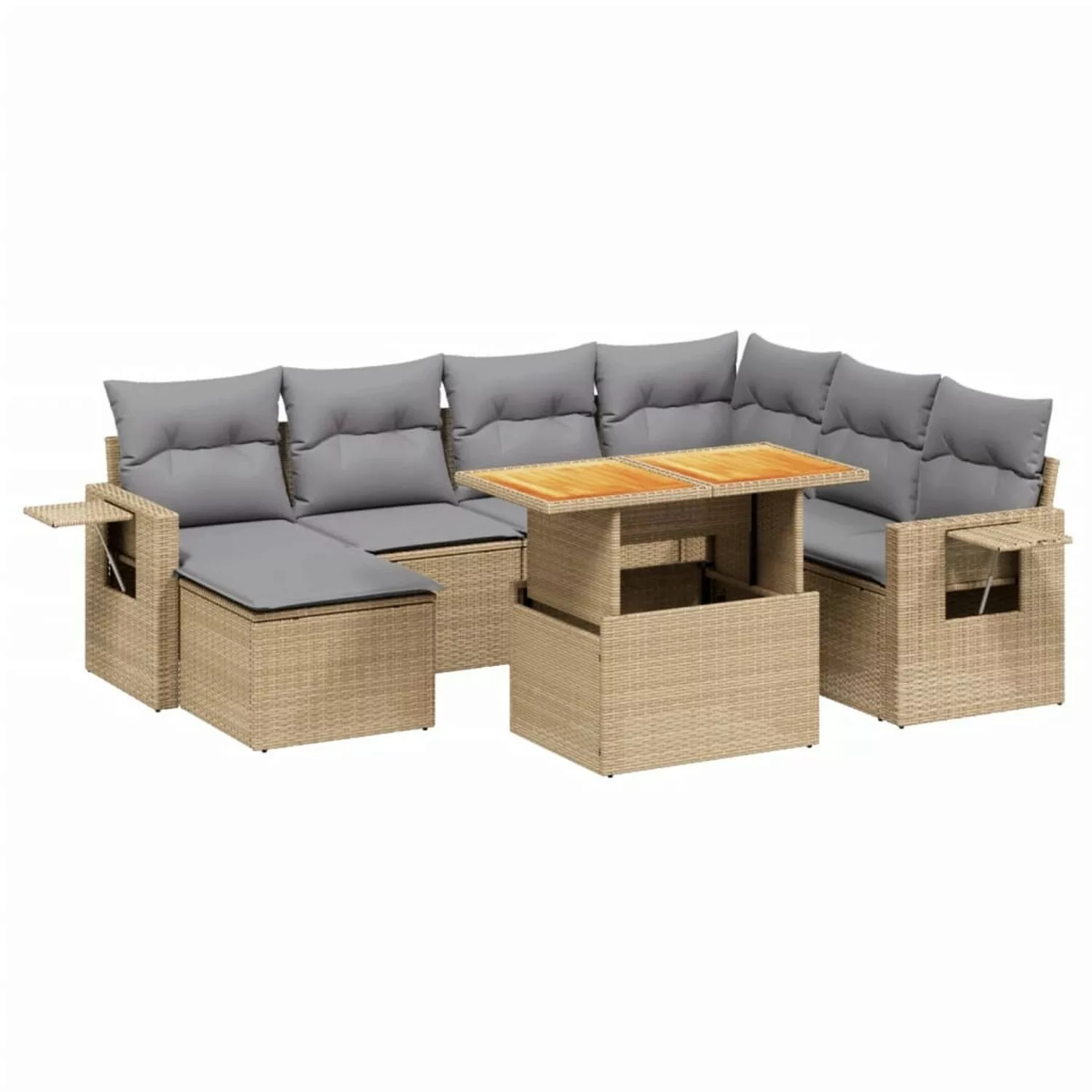 vidaXL 8-tlg Garten-Sofagarnitur mit Kissen Beige Poly Rattan Modell 325 günstig online kaufen