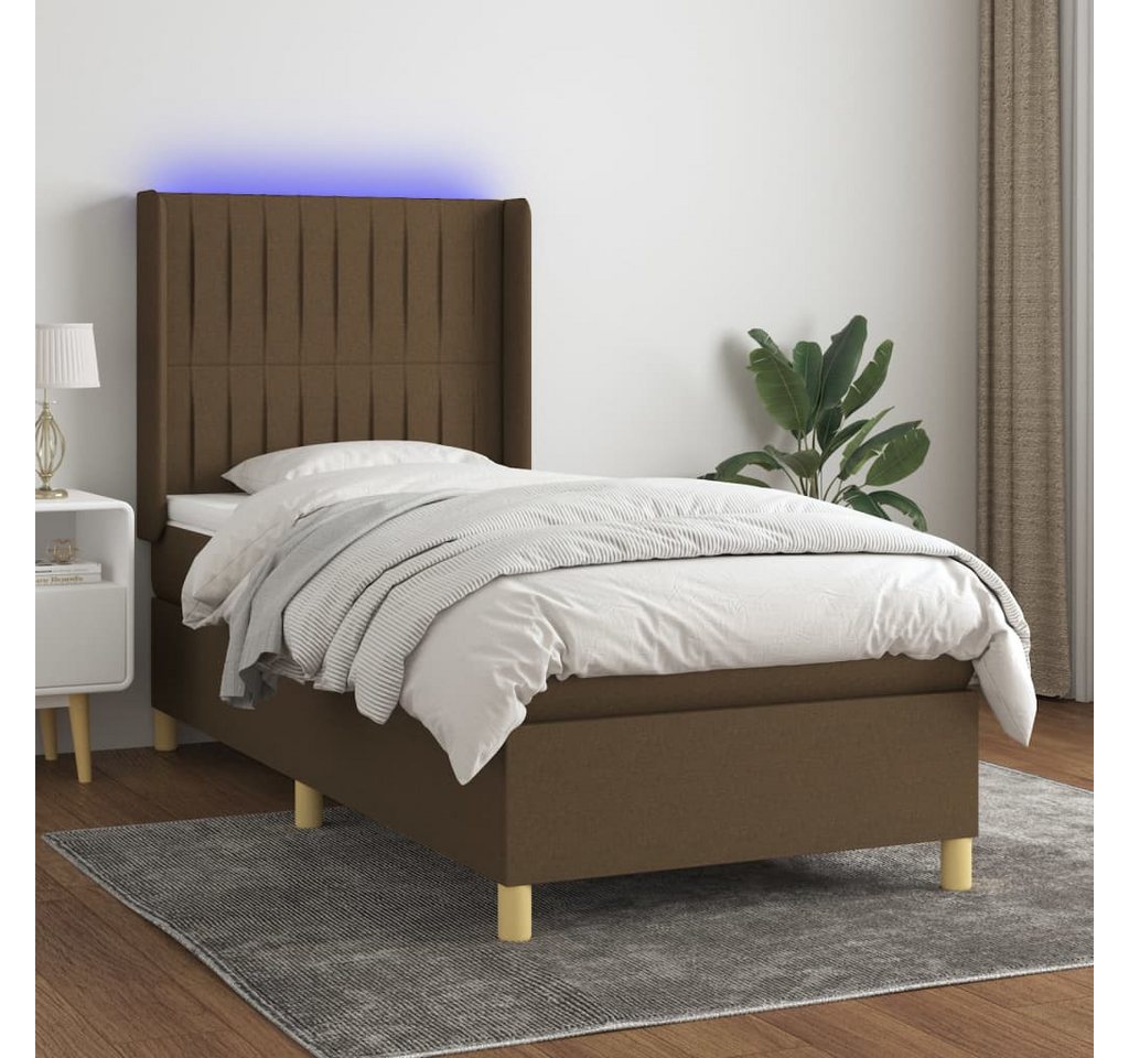 vidaXL Boxspringbett Boxspringbett mit Matratze LED Dunkelbraun 90x200 cm S günstig online kaufen