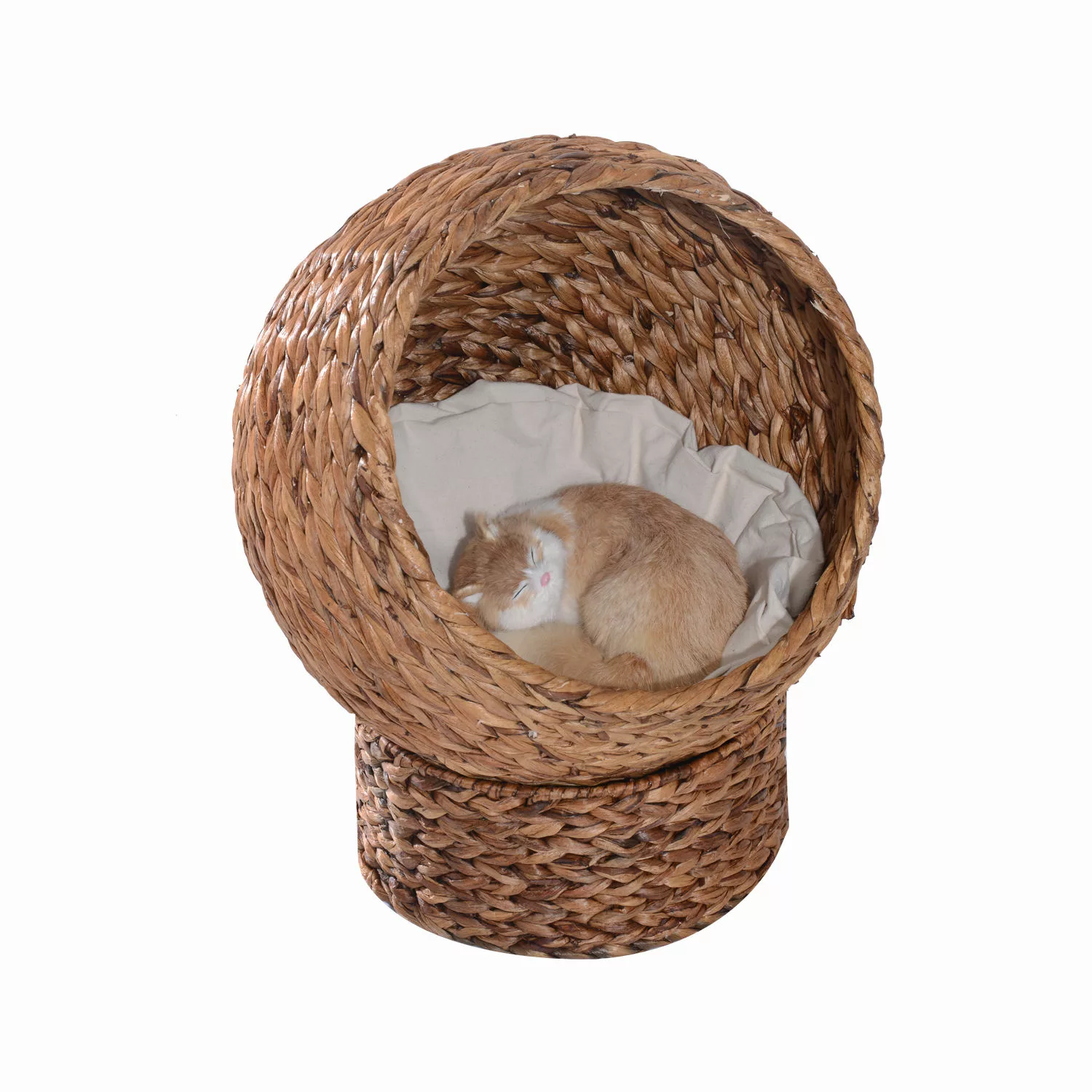 PawHut Rattan Katzenhöhle  Katzenbett mit Kissen, Wasserhyazinthe Haustierb günstig online kaufen