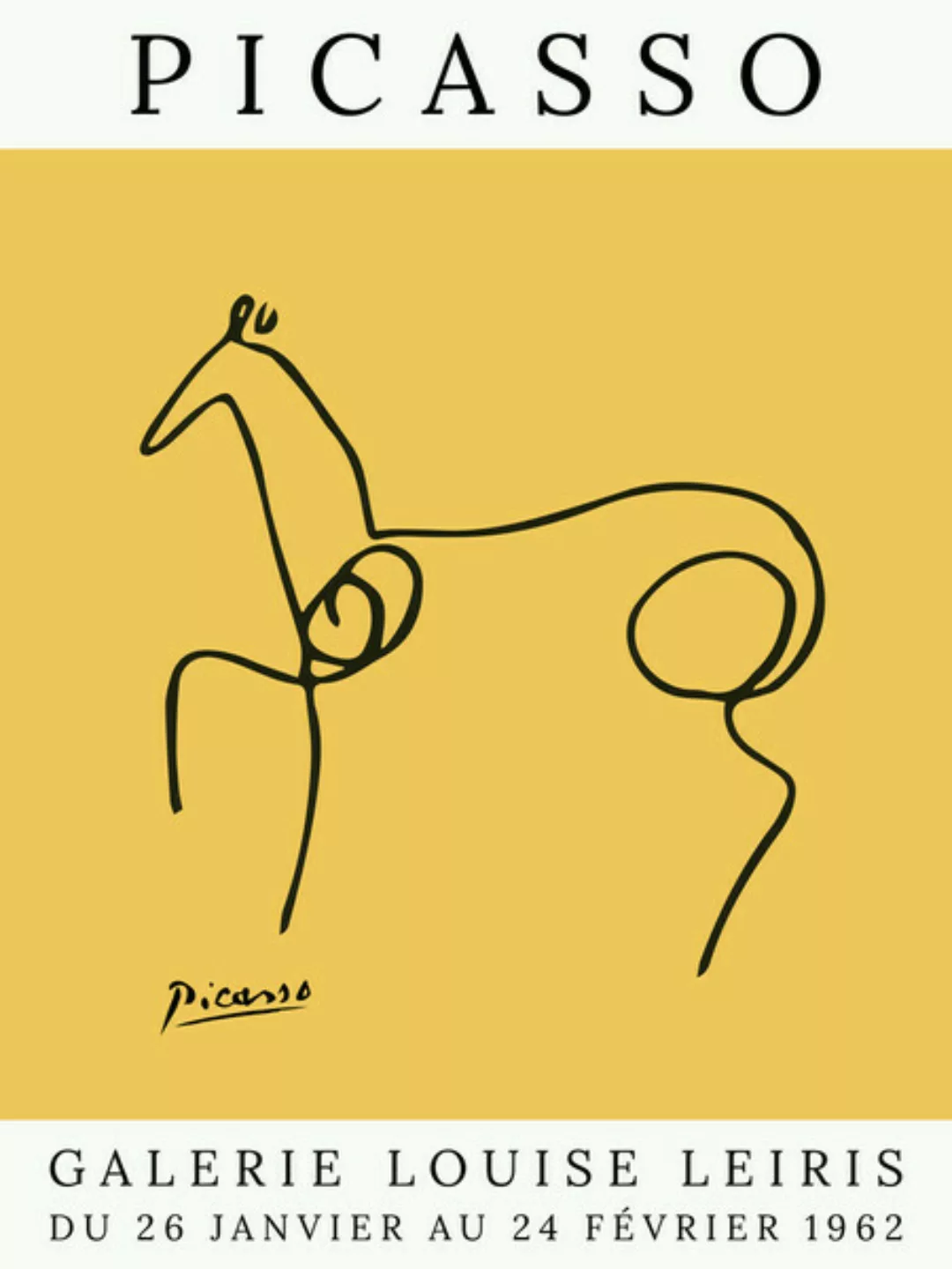 Poster / Leinwandbild - Picasso Pferd – Gelb günstig online kaufen
