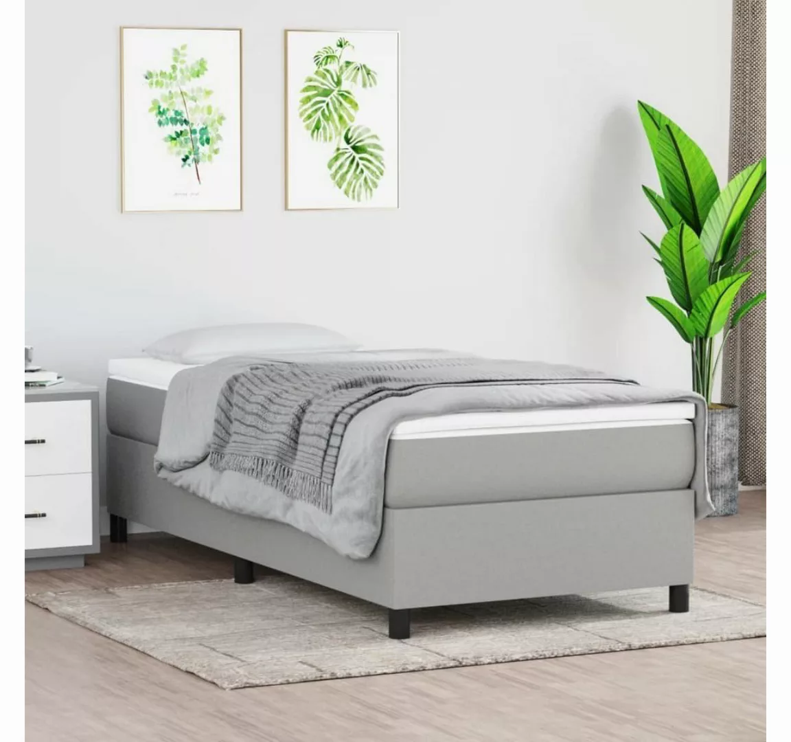 furnicato Bett Boxspringbett mit Matratze Hellgrau 100x200 cm Stoff günstig online kaufen