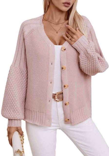 AUKUU Cardigan M-Größe Herbst- und Winterknopfstrickjacke Mantel, Damen Cas günstig online kaufen