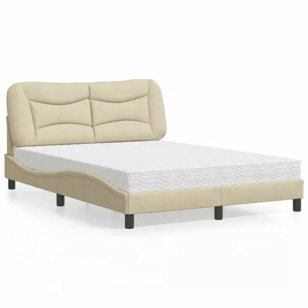 vidaXL Bett Bett mit Matratze Creme 120x200 cm Stoff günstig online kaufen