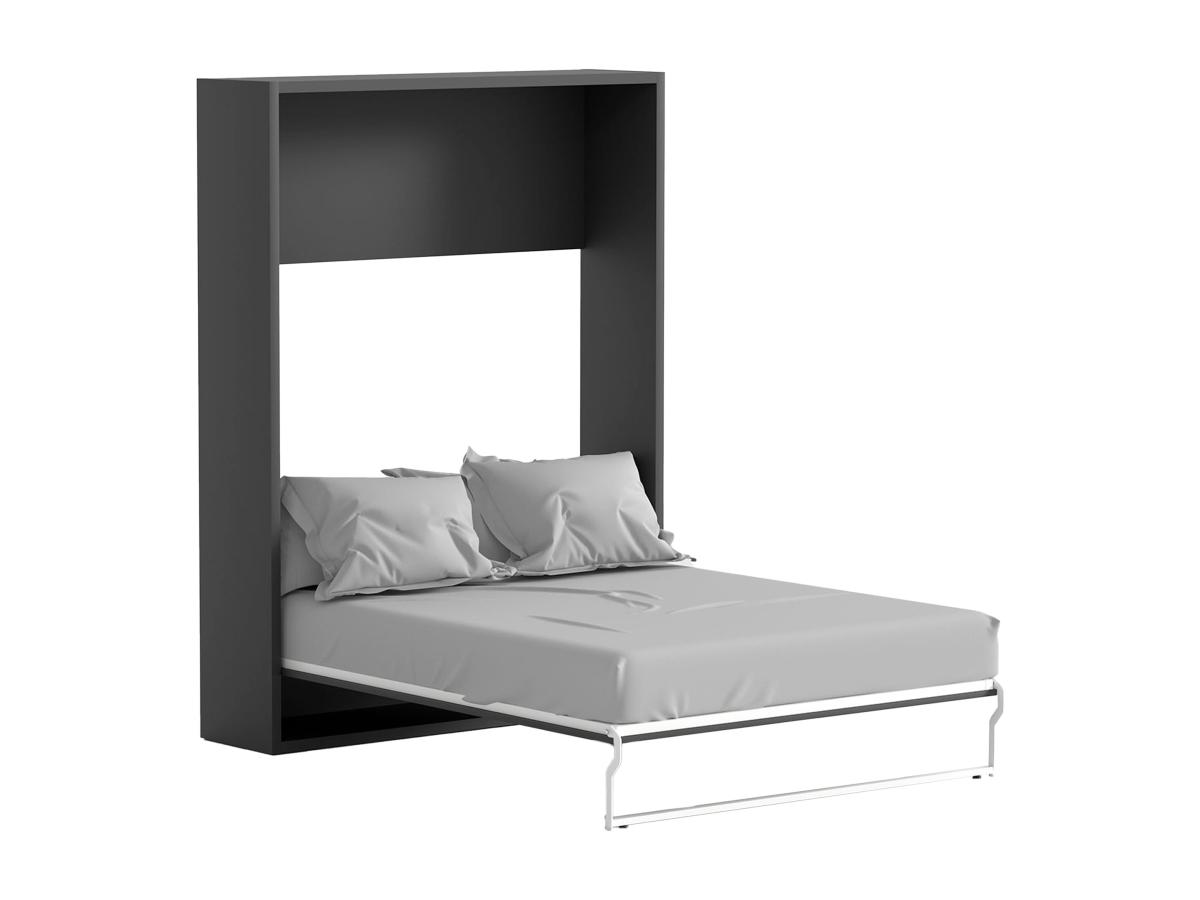 Schrankbett - 160 x 200 cm - Manuelle vertikale Öffnung - Anthrazit & Holzf günstig online kaufen