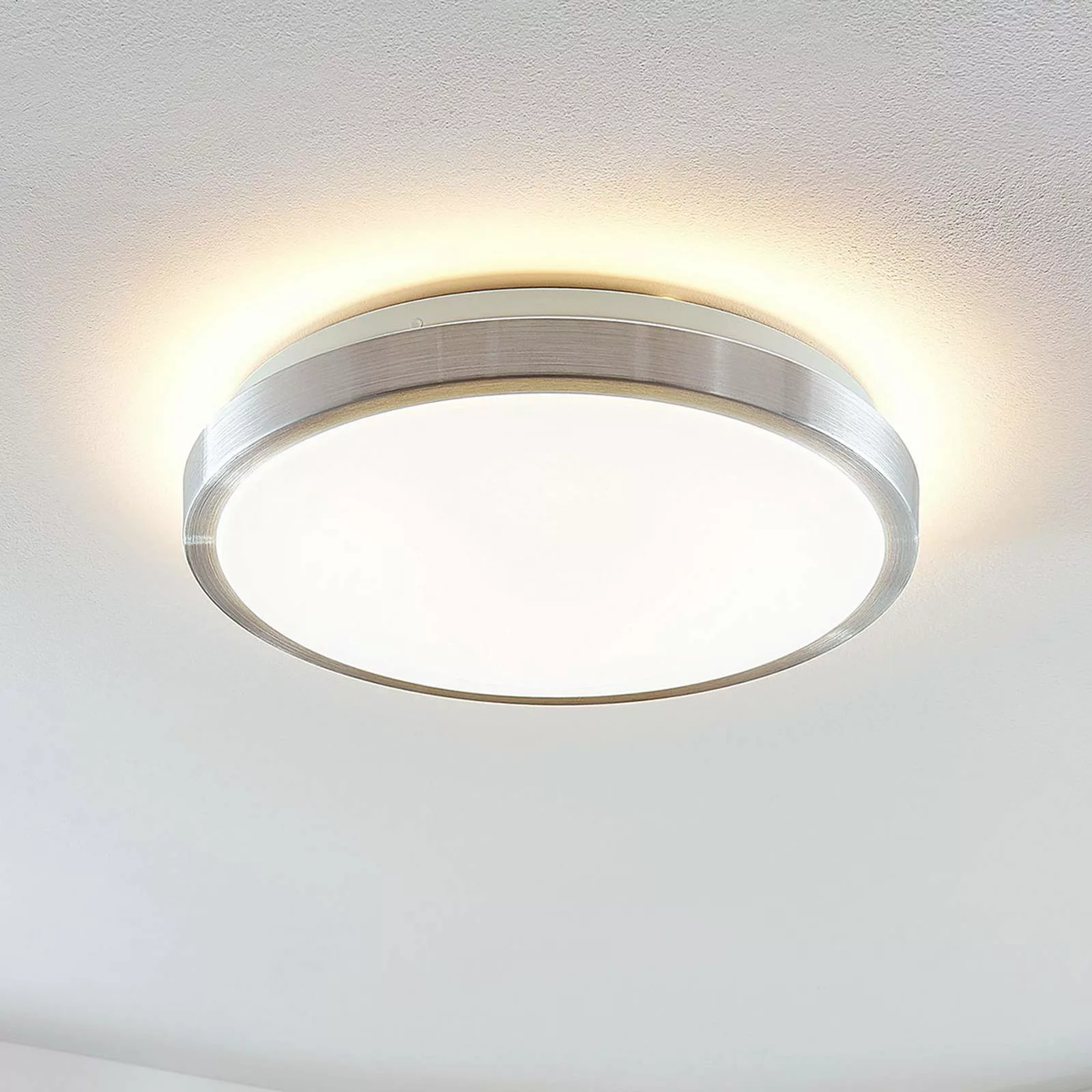 Lindby LED-Deckenlampe Emelie, Ø 35 cm, alufarben, Metall günstig online kaufen
