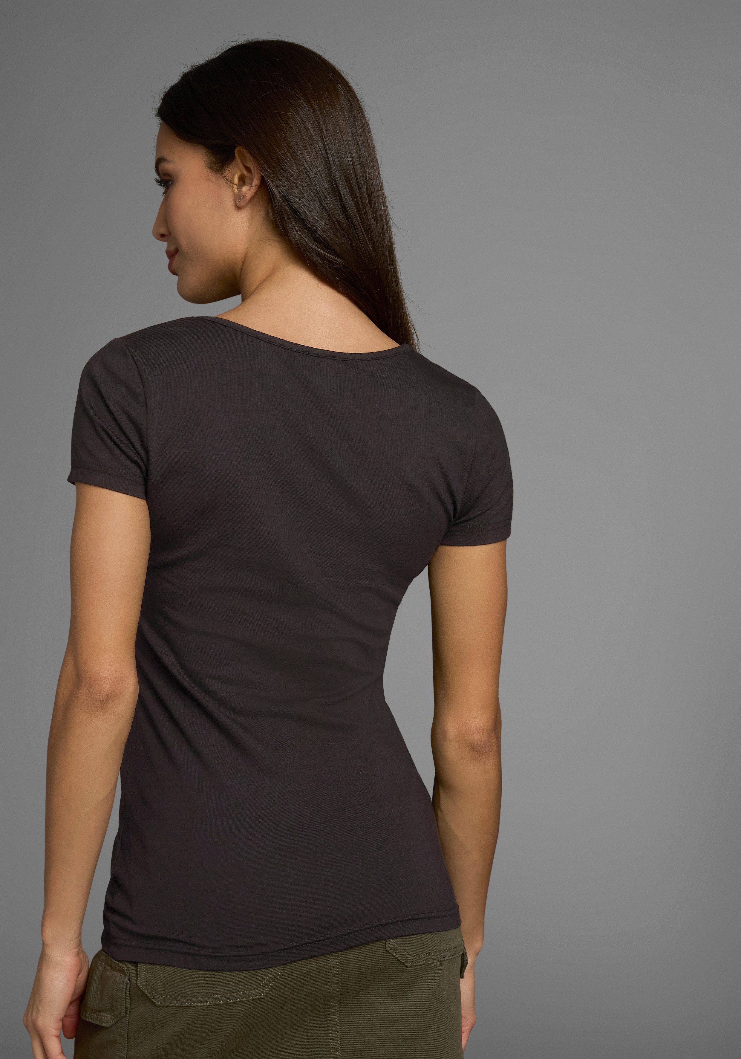 Laura Scott Kurzarmshirt mit dekorativen Glitzerknöpfen günstig online kaufen