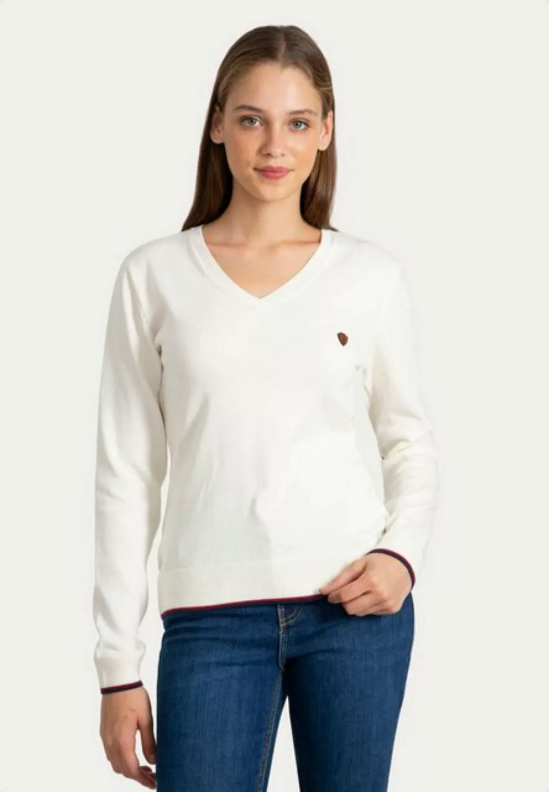 Jacey Quinn Sweatshirt V-Neck With Arm Patch günstig online kaufen