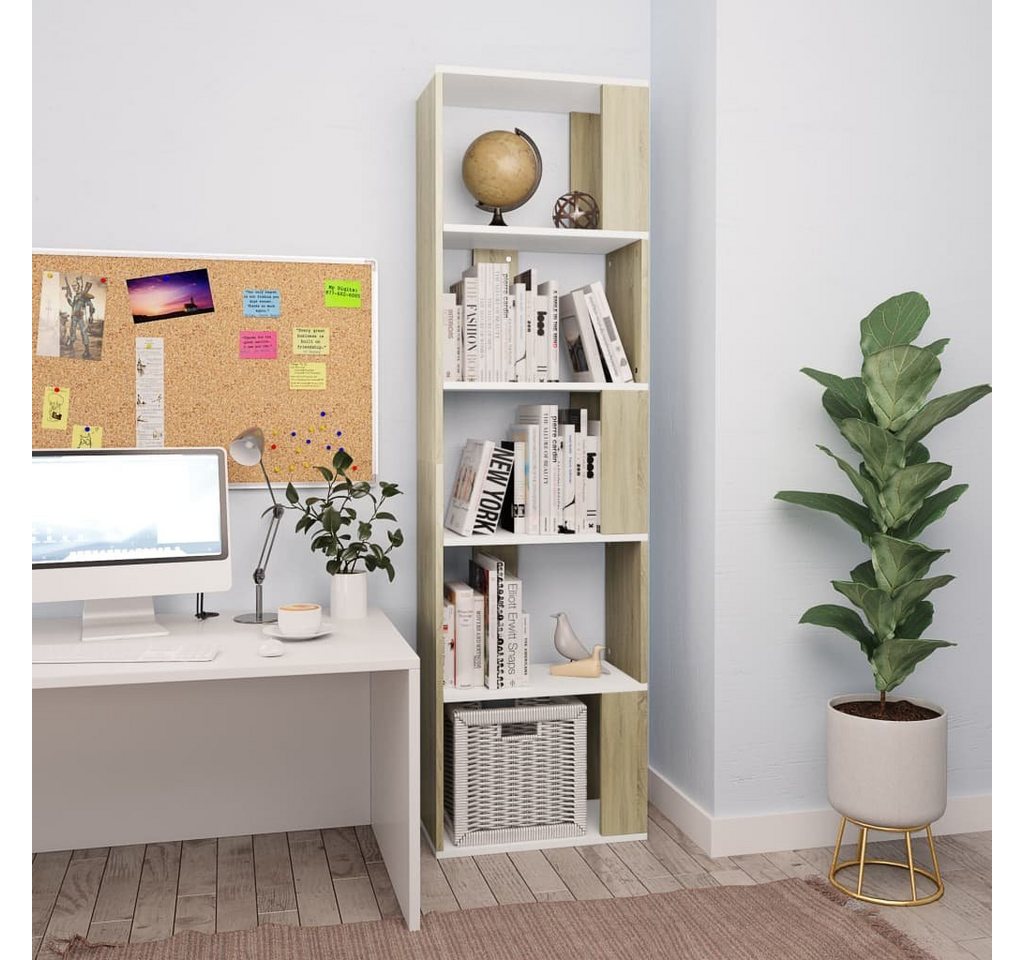 furnicato Bücherregal Bücherregal/Raumteiler Weiß Sonoma-Eiche 45x24x159 cm günstig online kaufen