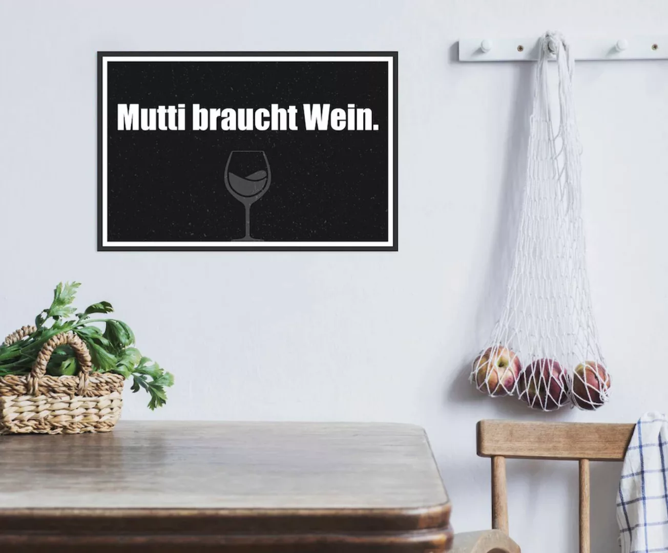 queence Metallbild »Mutti braucht Wein«, Schriftzüge, (1 St.), Stahlschilde günstig online kaufen