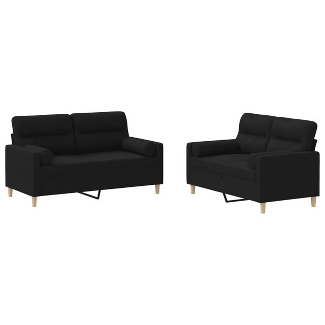 vidaXL Sofa Sofagarnitur Set mit Kissen Stoff, 2-tlg., Schwarz günstig online kaufen