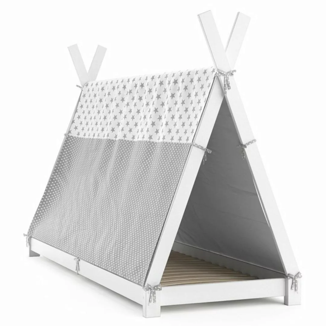 VitaliSpa® Kinderbett Tipi, Weiß, 90x200 cm mit Überwurf günstig online kaufen