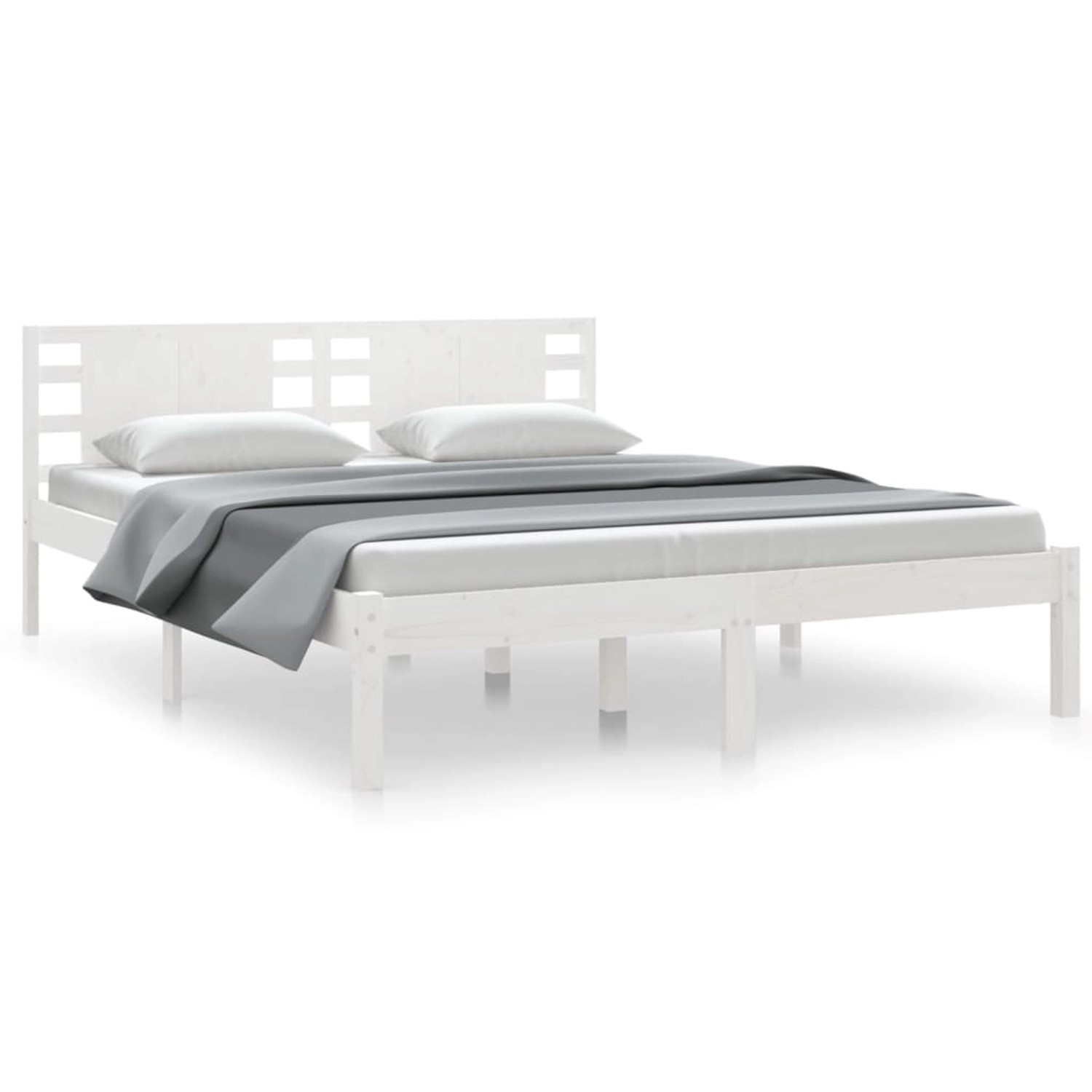 vidaXL Bettgestell Massivholzbett Weiß 150x200 cm 5FT King Size Bett Bettge günstig online kaufen