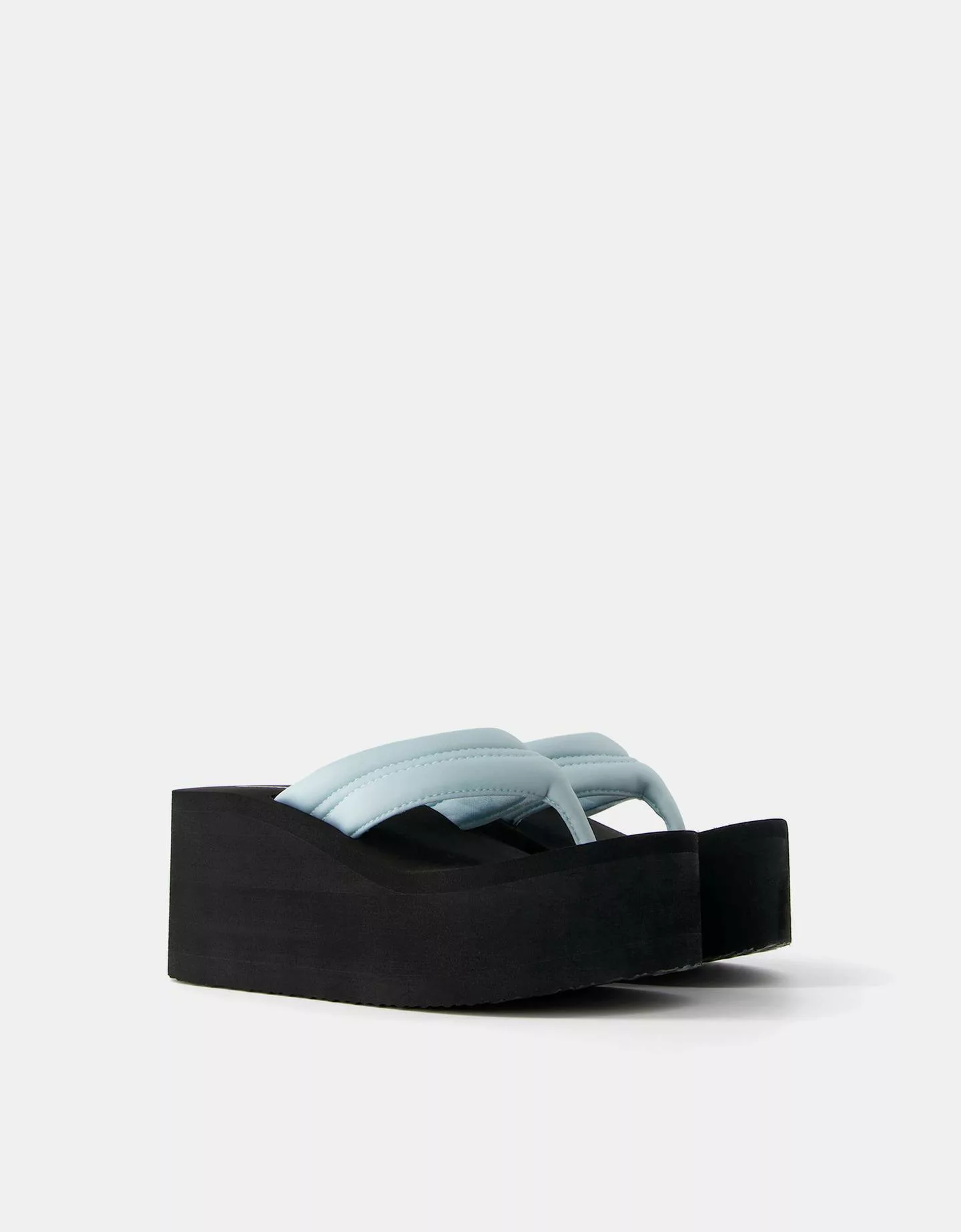 Bershka Gesteppte Plateau-Sandalen Damen 35 Blau günstig online kaufen