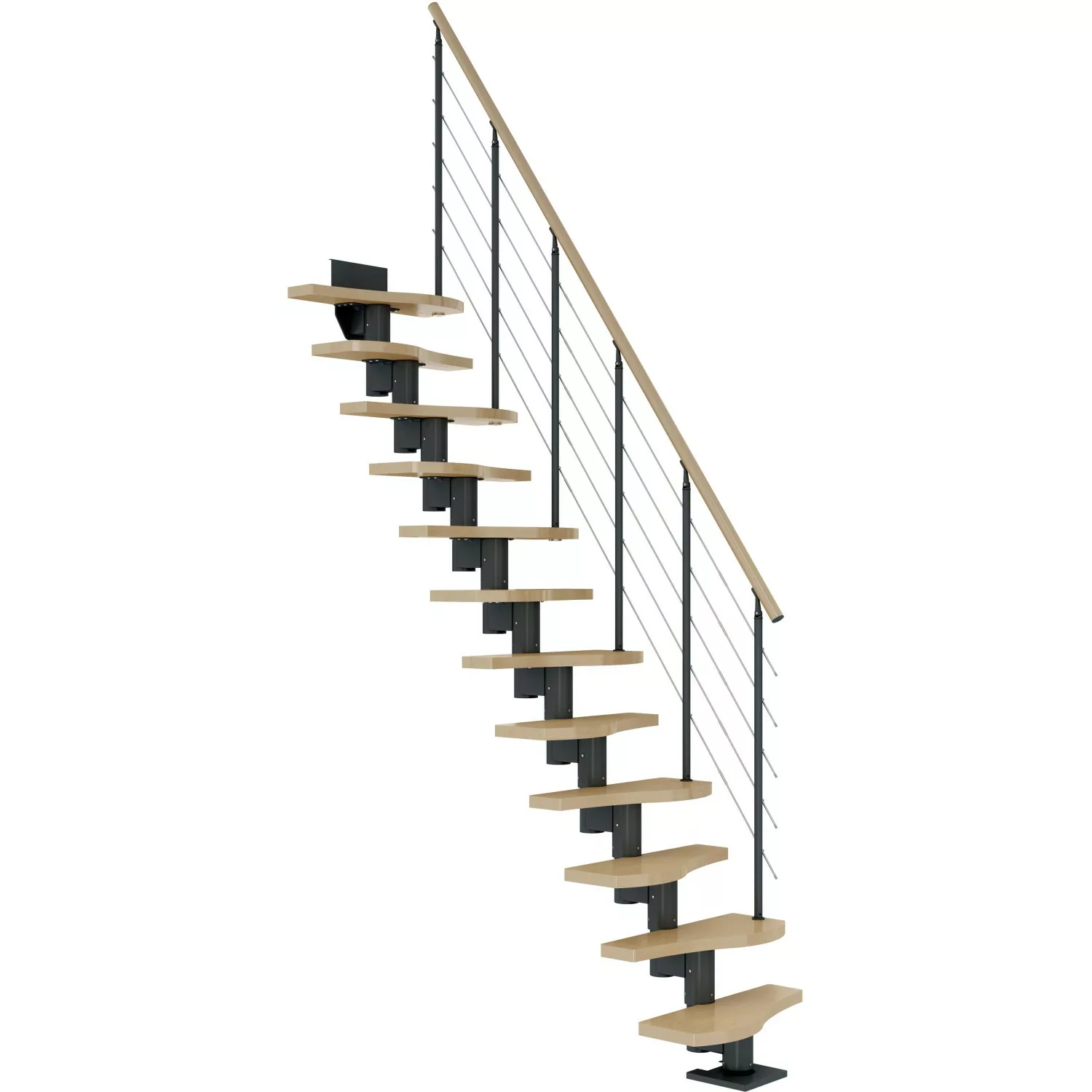 Dolle Mittelholmtreppe Basel Ahorn Anthrazit GH bis 299 cm Variabel 64 cm F günstig online kaufen