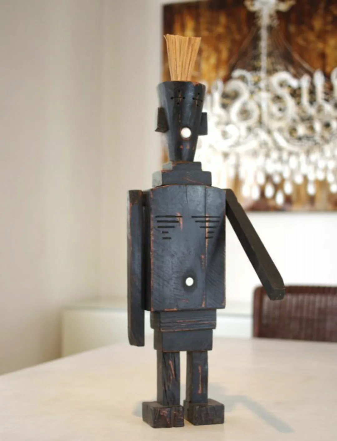 Dekofigur aus Holz Pinselkopf 40 cm Schwarz günstig online kaufen