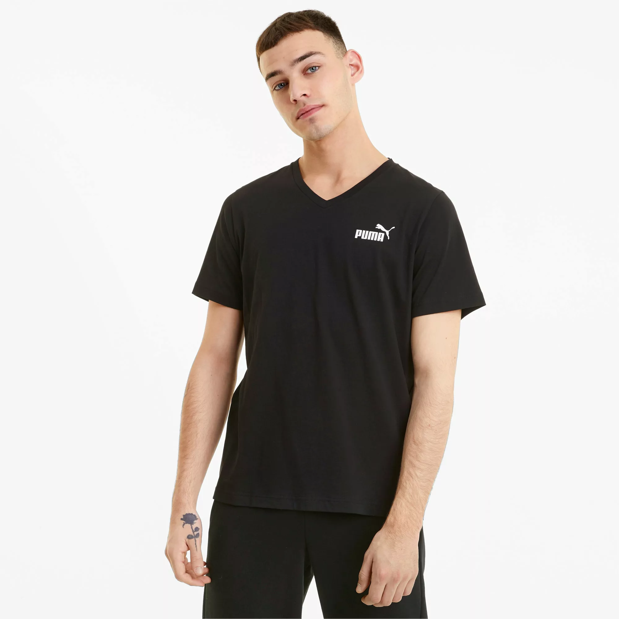PUMA Essentials Herren T-Shirt mit V-Ausschnitt | Mit Aucun | Schwarz | Grö günstig online kaufen