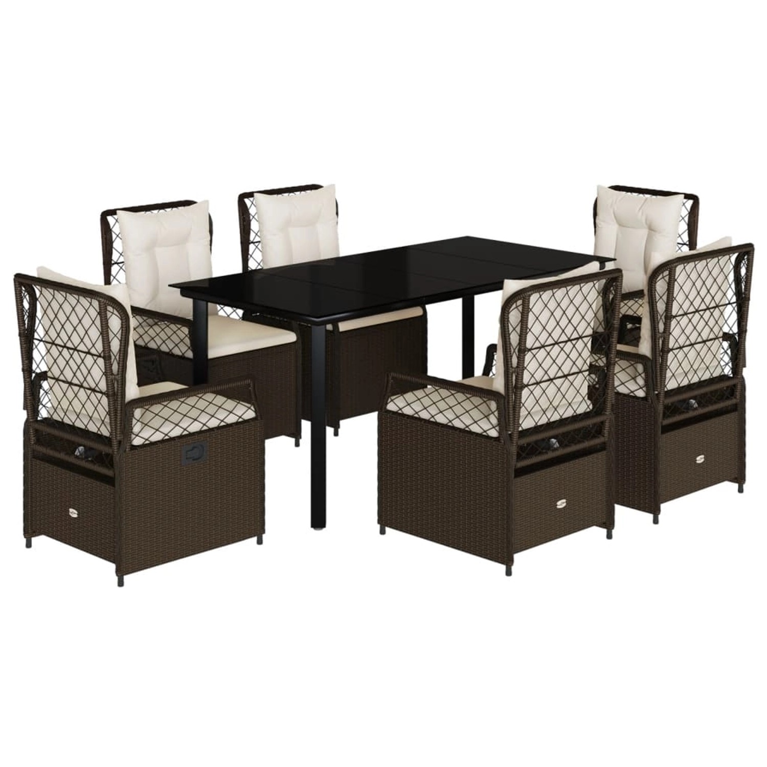 vidaXL 7-Tlg Garten-Essgruppe mit Kissen Braun Poly Rattan 3262982 günstig online kaufen
