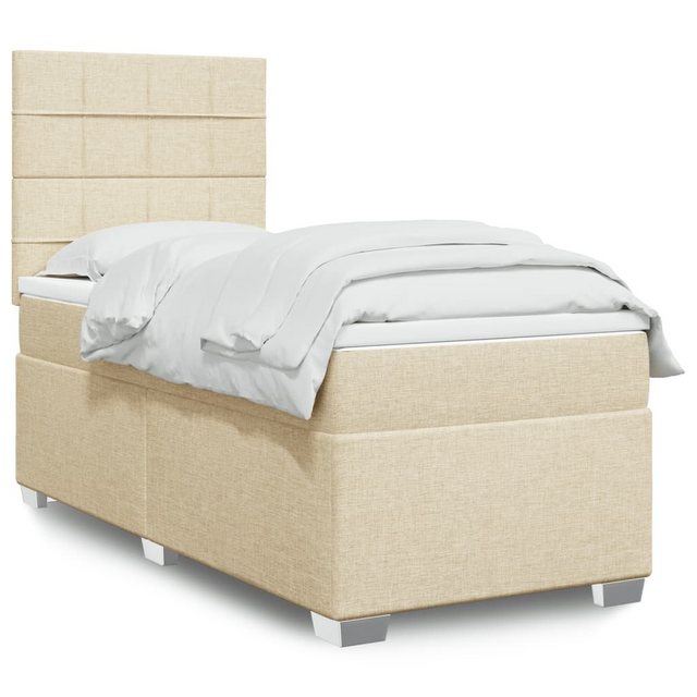 furnicato Bettgestell Boxspringbett mit Matratze Creme 100x200 cm Stoff günstig online kaufen