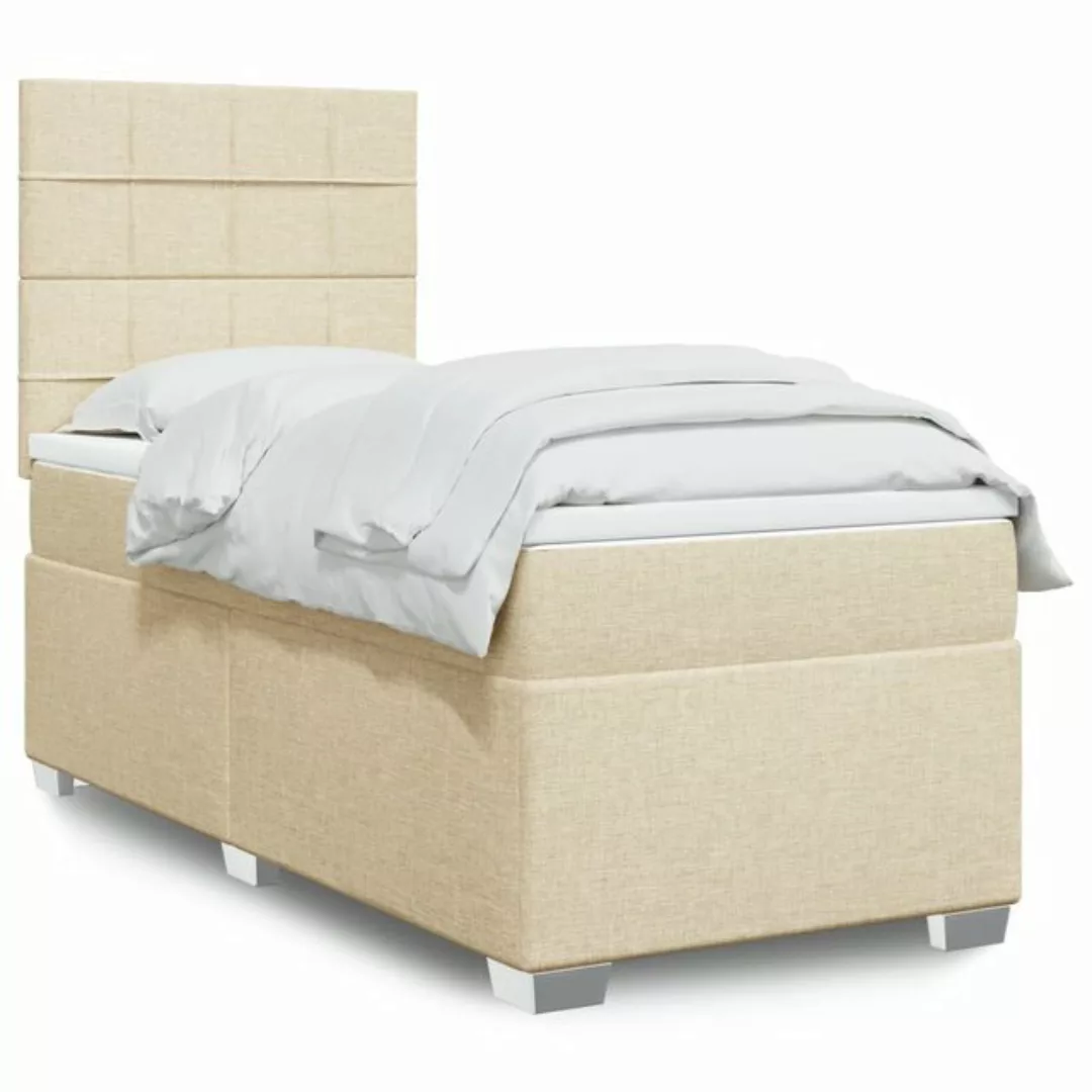 vidaXL Bett Boxspringbett mit Matratze Creme 80x200 cm Stoff günstig online kaufen