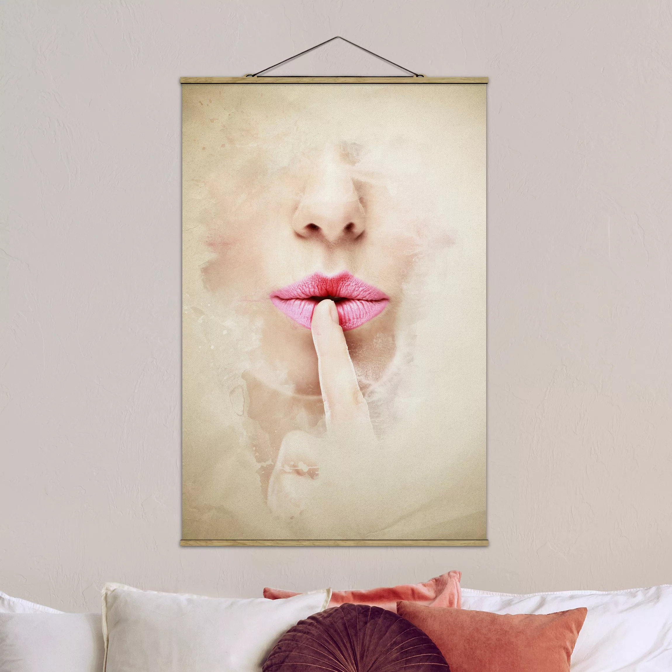Stoffbild Akt & Erotik mit Posterleisten - Hochformat My Secret günstig online kaufen