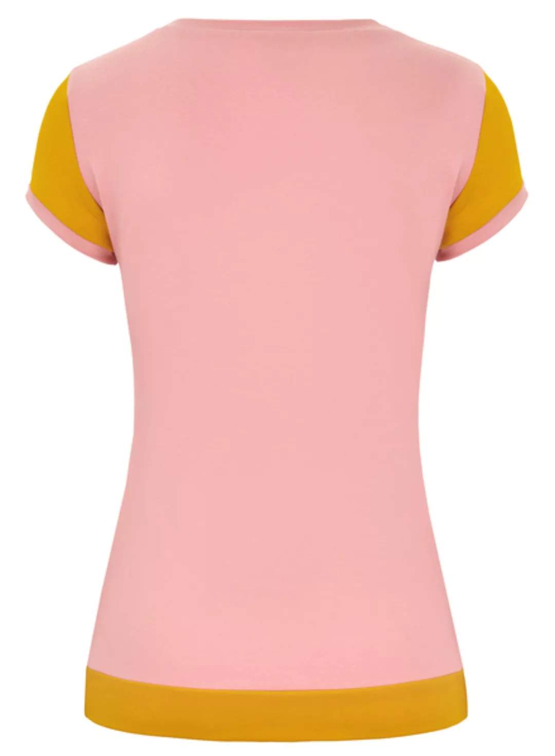 Bio Shirt - Kurzarm - Color Blocking - Senf/rosa günstig online kaufen