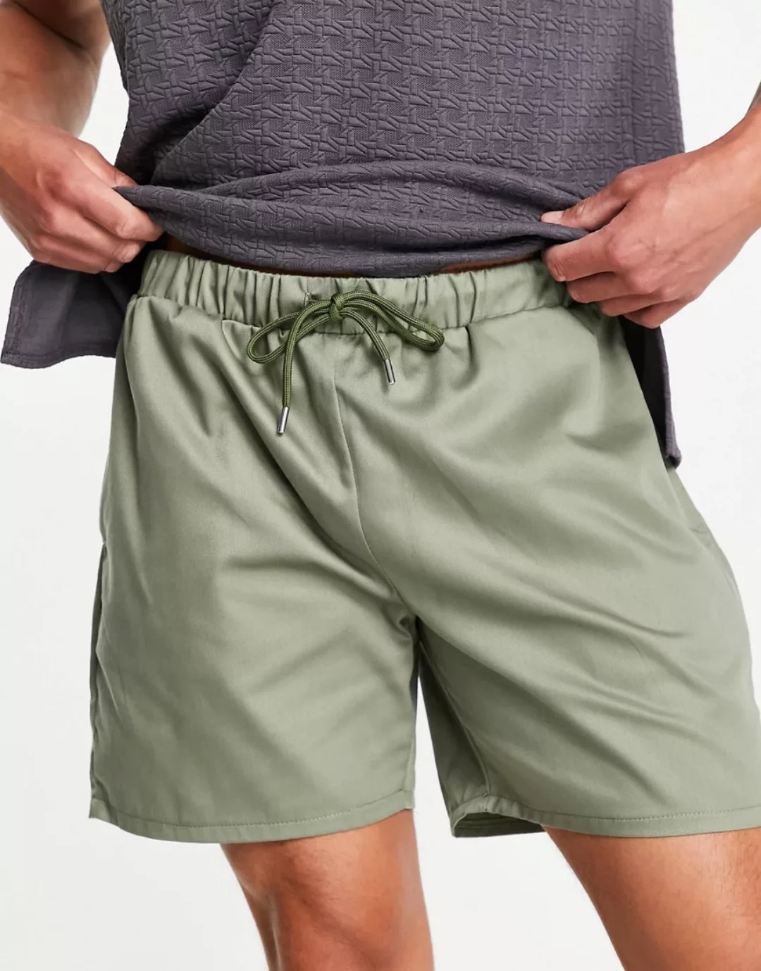 Rudie – Elegante Oversize-Shorts in Olivgrün, Kombiteil günstig online kaufen