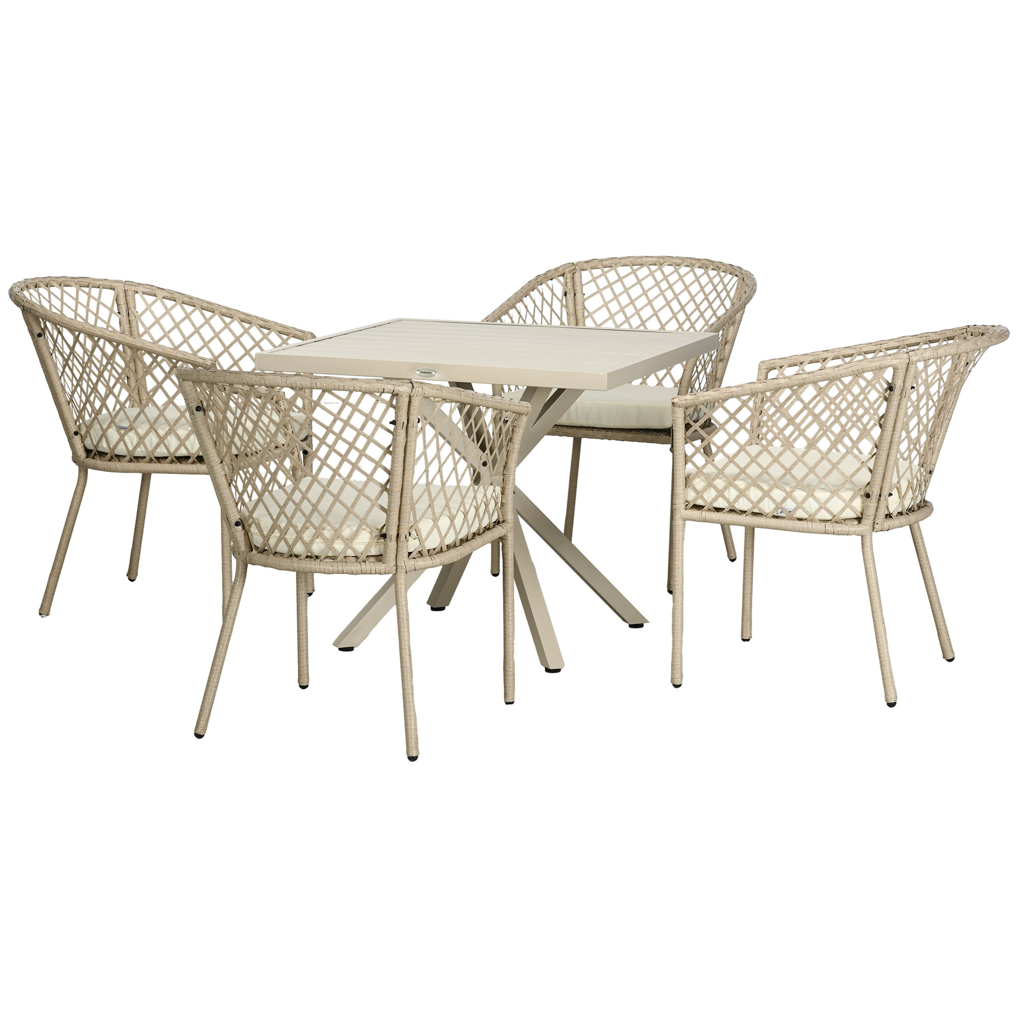 Outsunny 5-teiliges Garten-Dining-Set mit 4 Stühlen und 1 quadratischen Tis günstig online kaufen