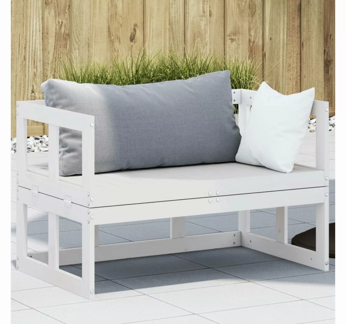 vidaXL Sofa, 2-in-1 Gartensofa Verlängerbar Weiß Massivholz Kiefer günstig online kaufen