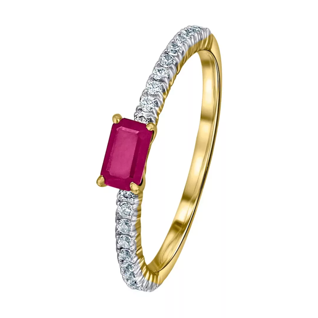 ONE ELEMENT Diamantring "0,18 ct Diamant Brillant Rubin Ring aus 585 Gelbgo günstig online kaufen