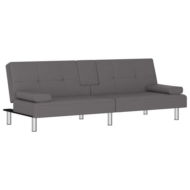 vidaXL Sofa Schlafsofa mit Getränkehaltern Grau Kunstleder günstig online kaufen