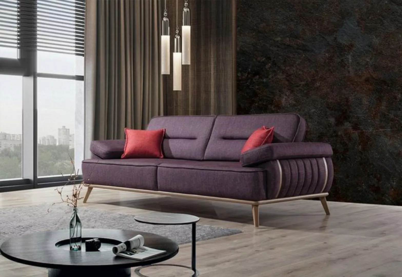 JVmoebel 3-Sitzer Luxuriöse 3-Sitzer Sofa Lila Farbe Modern Möbel in Wohnzi günstig online kaufen