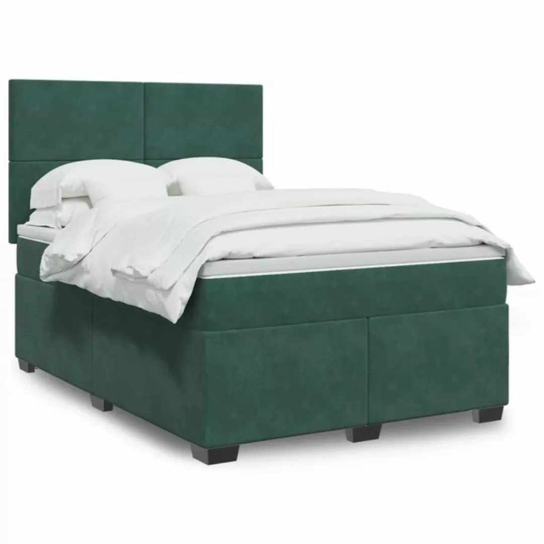 furnicato Bettgestell Boxspringbett mit Matratze Dunkelgrün 140x190 cm Samt günstig online kaufen