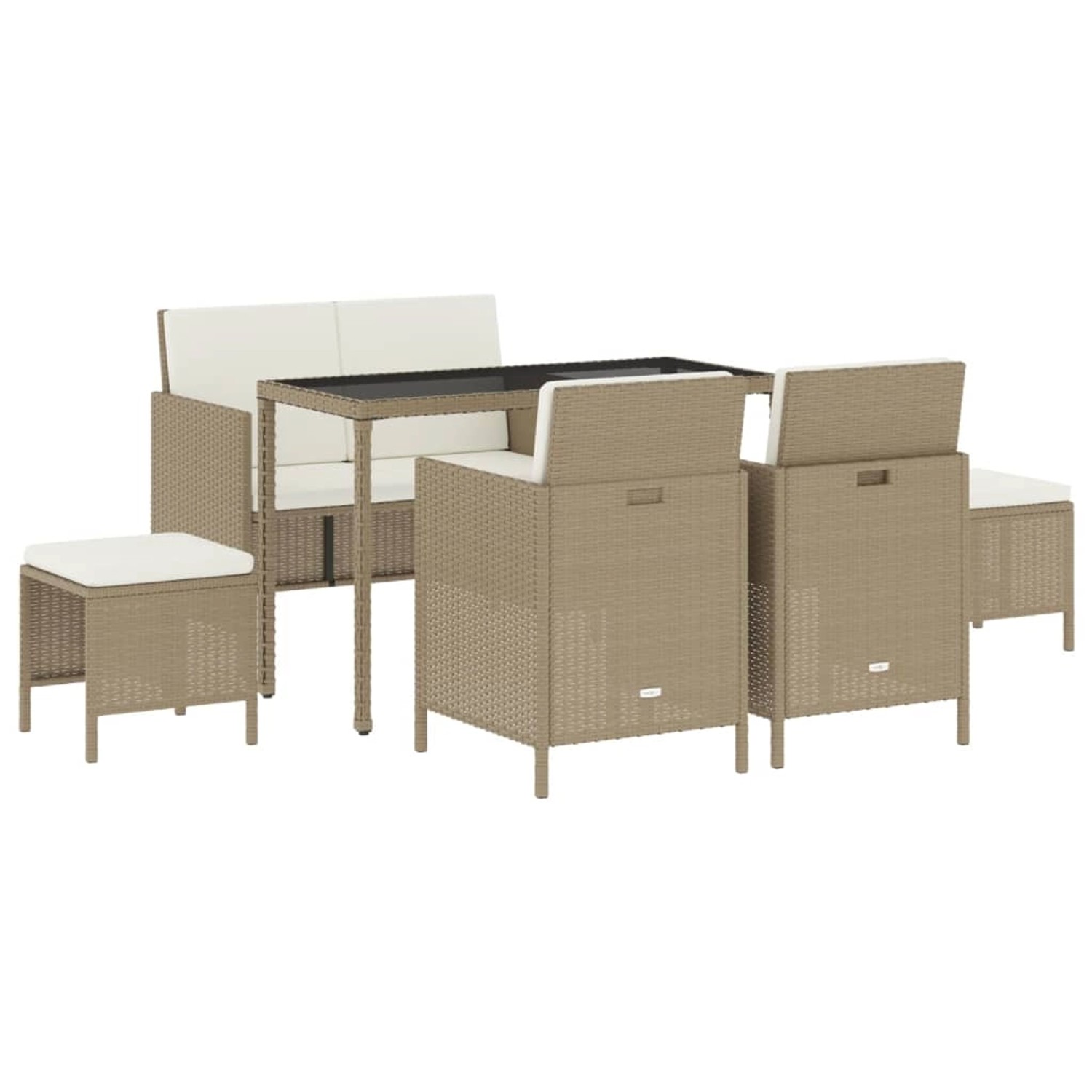 vidaXL 6-tlg Garten-Essgruppe mit Kissen Beige Poly Rattan günstig online kaufen