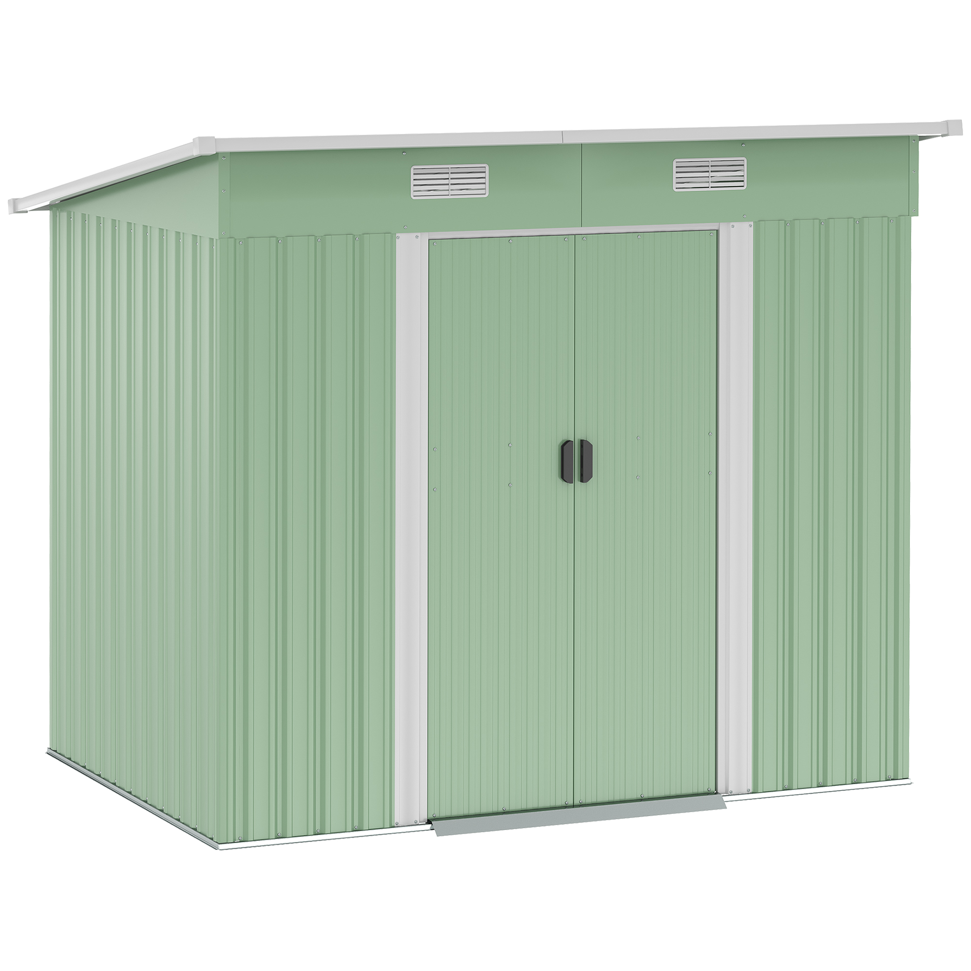 Outsunny Gerätehaus Metall 2,3 m² 207 x 130 x 182 cm Geräteschuppen mit Pul günstig online kaufen